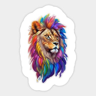 Multicolored lion with a big mane Sticker